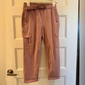 Eddie Bauer Pink Cropped Cargo Ankle Pants with Elastic Waistband/Belt